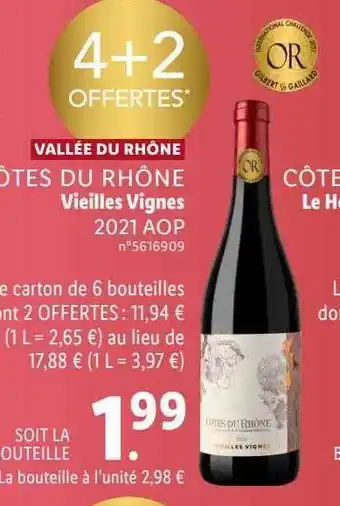 Lidl Vallée du rhône côtes du rhône vieilles vignes 2021 aop offre