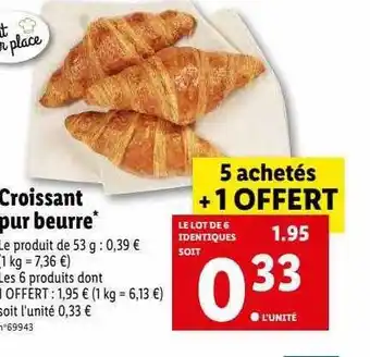 Lidl Croissant pur beurre offre
