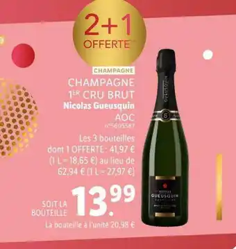 Lidl Champagne 1er cru brut nicolas gueusquin aoc offre
