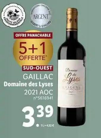 Lidl Sud-ouest gaillac domaine des lyses 2021 aoc offre