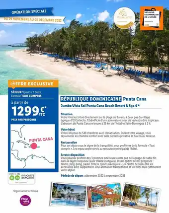 Lidl République dominicaine punta cana : jumbo vista sol punta cana beach resort & spa 4* offre