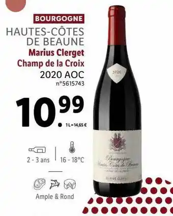 Lidl Bourgogne hautes-côtes de beaune marius clerget champ de la croix 2020 aoc offre