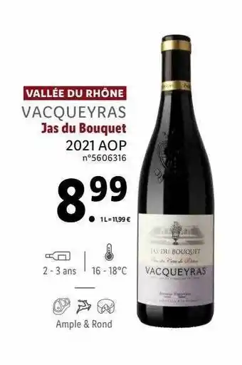 Lidl Vallée du rhône vacqueyras jas du bouquet 2021 aop offre