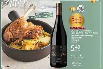 Lidl Vallée du rhône côtes du rhône villages plan de dieu domaine du bois de velage gabriel meffre 2021 aop offre