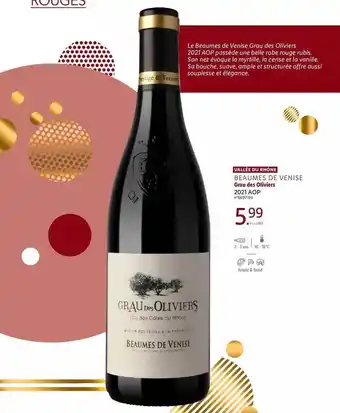 Lidl Vallée du rhône beaumes de venise grau des oliviers 2021 aop offre