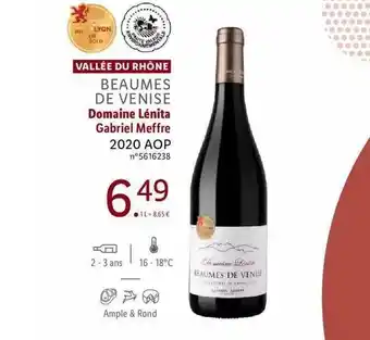 Lidl Vallée du rhône beaumes de venise domaine lénita gabriel meffre 2020 aop offre