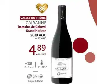 Lidl Vallée du rhône cairanne domaine de galuval grand horizon 2019 aoc offre