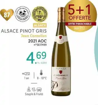 Lidl Alsace pinot gris jean cornelius 2021 aoc offre