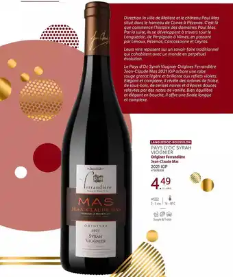 Lidl Languedoc roussillon pays d'oc syrah viognier origines ferrandière jean-claude mas 2021 igp offre