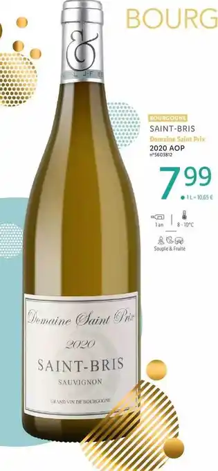 Lidl Bourgogne saint-bris domaine saint prix 2020 aop offre