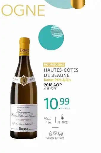 Lidl Bourgogne hautes-côtes de beaune bonot père & fils 2018 aop offre