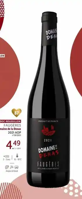 Lidl Languedoc roussillon faugères domaine de la denas 2021 aop offre