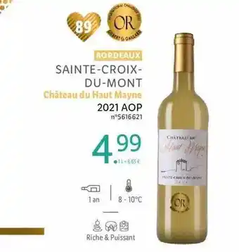 Lidl Bordeaux sainte-croix-du-mont château du haut mayne 2021 aop offre