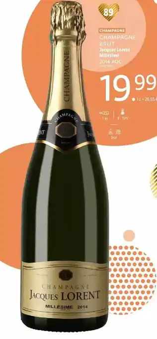 Lidl Champagne brut jacques lorent millésimé 2014 doc offre