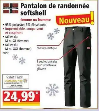Norma Pantalon de randonnée softshell femme ou homme offre