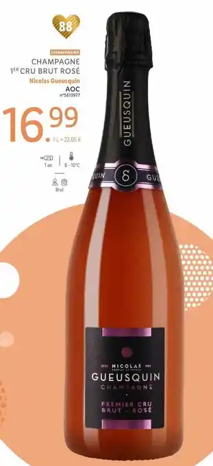 Lidl Champagne 1er cru brut rosé nicolas gueusquin aoc offre