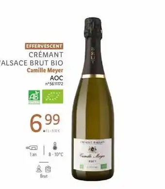 Lidl Effervescent crémant d'alsace brut bio camille meyer aoc offre