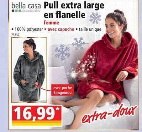 Promo Pull extra large en flanelle femme bella casa chez Norma