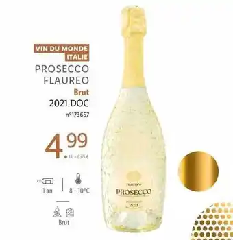 Lidl Vin du monde italie prosecco flaureo brut 2021 doc offre