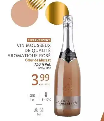 Effervescent vin mousseux de qualité aromatique rosé coeur de muscat