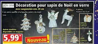 Norma Décoration pour sapin de noël en verre avec suspension bella casa offre
