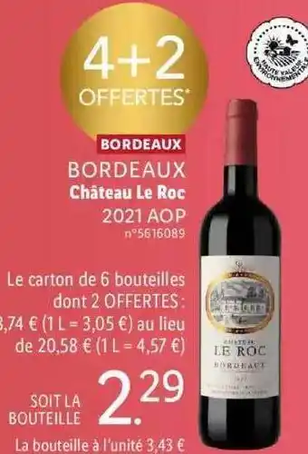 Lidl Bordeaux château le roc 2021 aop offre