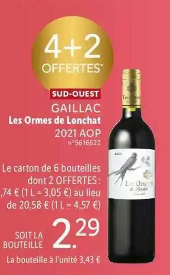 Lidl Sud-ouest gaillac les ormes de lonchat 2021 aop offre