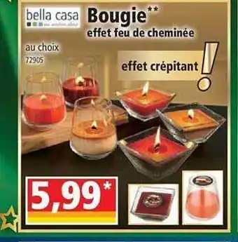 Norma Bougie effet feu de cheminée bella casa offre