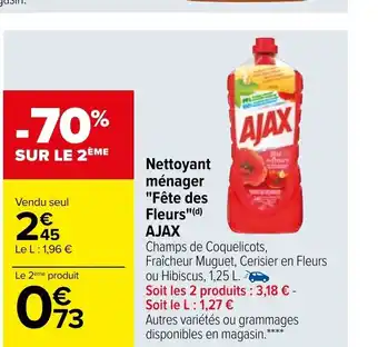 Carrefour Nettoyant Menager Fete des Fleurs Ajax offre