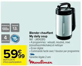 Carrefour Moulinex Blender Chauffant My Daily Soup offre