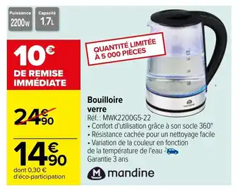 Carrefour Bouilloire Verre offre