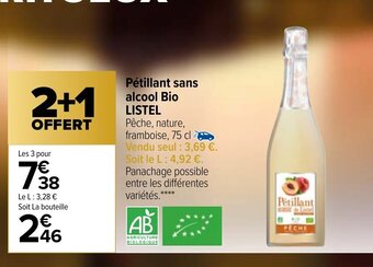 Carrefour Petillant Sans Alcool Bio Listel offre