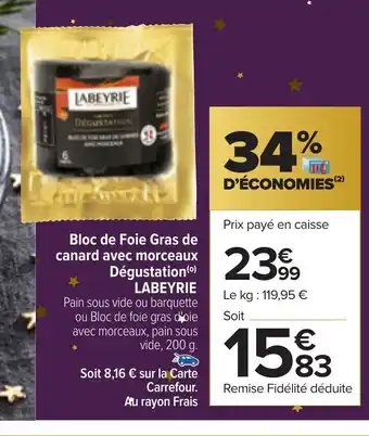 Carrefour Bloc de Foie Gras de Canard Avec Morceaux Degustation Labeyrie offre