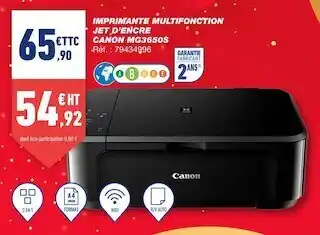 Bureau Vallée Canon imprimante multifonction jey d'encre mg3650s offre