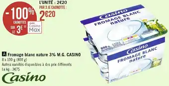 Géant Casino Casino fromage blanc nature 3% m.g. offre