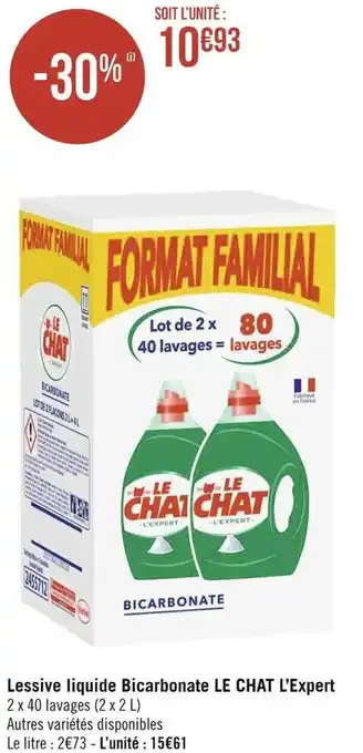 Géant Casino Le chat l’expert lessive liquide bicarbonate offre