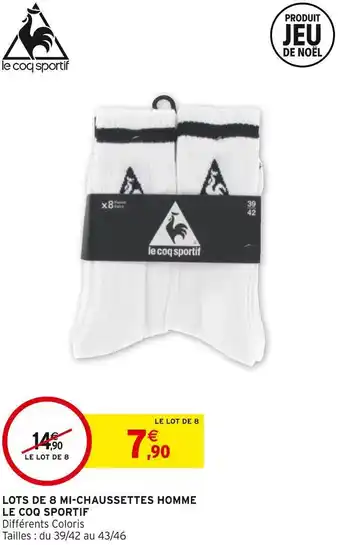 Le coq sportif lots de 8 mi-chaussettes homme