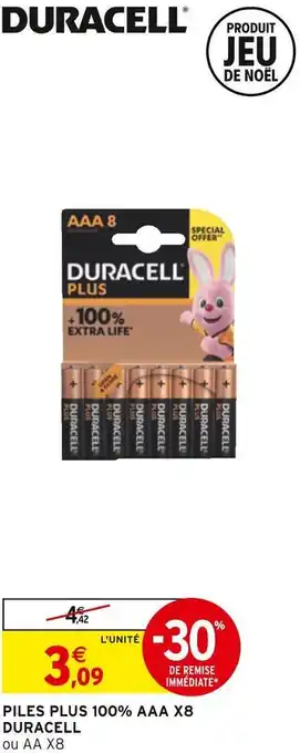 Intermarché Duracell piles plus 100% aaa x8 offre