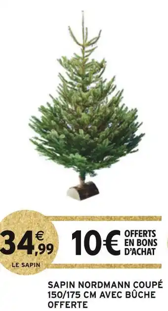 Intermarché Sapin nordmann coupé 150/175 cm avec bûche offerte offre