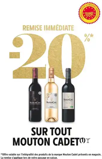 Mouton cadet -20% de remise immédiate sur tout mouton cadet