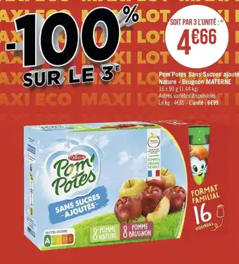 Géant Casino Brugnon materne pom’potes sans sucres ajoutés nature offre