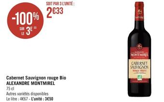 Géant Casino Alexandre montmirel cabernet sauvignon rouge bio offre