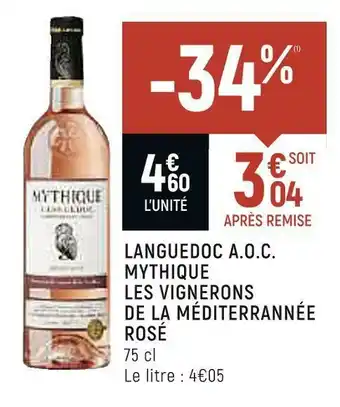 Petit Casino LANGUEDOC A.O.C. LES VIGNERONS DE LA MÉDITERRANNÉE ROSÉ offre