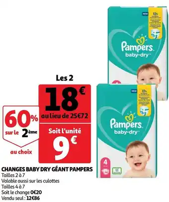 Auchan CHANGES BABY DRY GÉANT offre