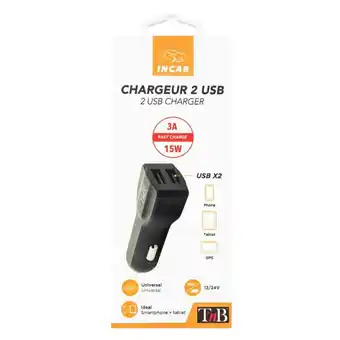 Chargeur allume-cigare 2 USB TNB