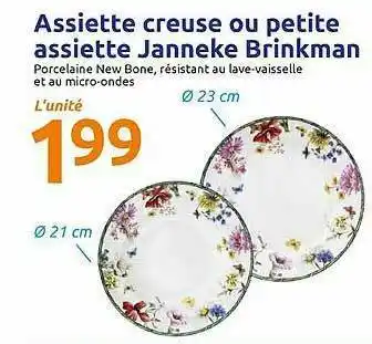 Action Assiette Creuse Ou Petite Assiette Janneke Brinkman offre