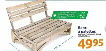 Action Banc à Palettes offre