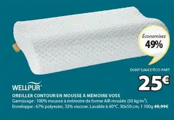 JYSK Oreiller Contour En Mousse à Mémoire Voss Wellpur offre