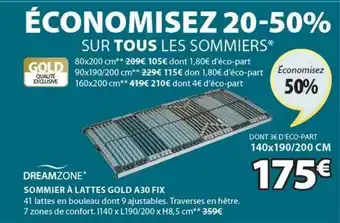 JYSK Sommier à Lattes Gold A30 Fix Dreamzone offre