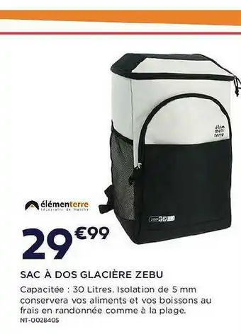 Sac à Dos Glacière Zebu élémenterre